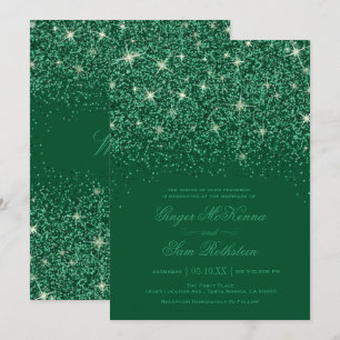 Emerald Glitter huwelijksuitnodigingen Kaart