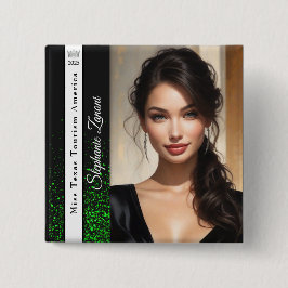 Emerald Glitz | Crown and Sash Pageant Button