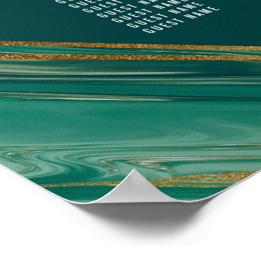 Emerald Gold Abstract Agate Marble Seating Chart Poster (Hoek)