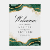 Emerald Gold Abstract Ink Wedding Welcome (Recto)