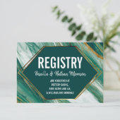 Emerald Gold Abstracte Agaat Marmeren Gift Registr Informatiekaartje (Staand voorkant)