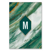 Emerald Gold Abstrait Agate Marble Numéro de table (Dos)