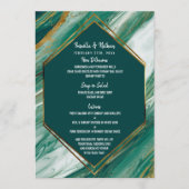 Emerald Gold Abstrait Agate Marbre Mariage Menu (Devant)