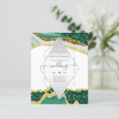 Emerald Gold AGATE - Moderne huwelijksuitnodiging (Staand voorkant)