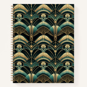 Emerald & Gold Art Deco thema uit de jaren twintig Notitieboek