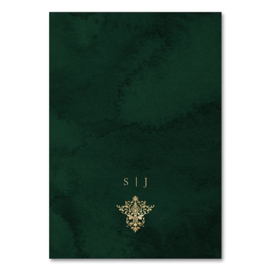 Emerald Gold Botanical Table Seating Chart cards Kaart (Achterkant)