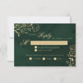 Emerald Gold Botanical wedding meal choice RSVP (Voorkant)