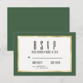 Emerald + Gold Classic Wedding Invite RSVP Card (Devant / Derrière)