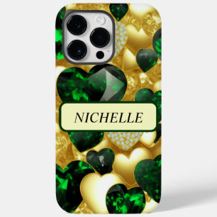 Emerald, Gold en Diamond Hearts Case-Mate iPhone 14 Pro Max Hoesje
