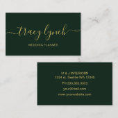 Emerald Gold Handgeschreven Script Kalligrafie Visitekaartje (Voorkant / Achterkant)