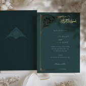 Emerald Gold Islamitische bruiloft Folie Uitnodiging