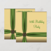 Emerald Gold Jewel 50th Birthday Invitation (Devant / Derrière)
