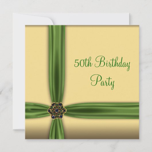 Emerald Gold Jewel 50th Birthday Invitation (Devant)