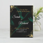 Emerald Gold Luxury Wedding Invitation (Debout devant)