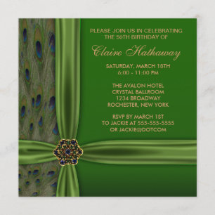Emerald Gold Peacock Invitation 50e anniversaire