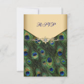 Emerald Gold Peacock Wedding RSVP (Devant)