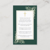 Emerald Gold Photo Funeral Cartes de prières commé (Dos)