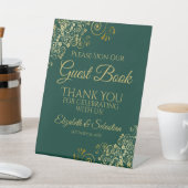 Emerald & Gold Please Sign our Guest Book Sign Reclamebord Met Voetstuk (Insitu)
