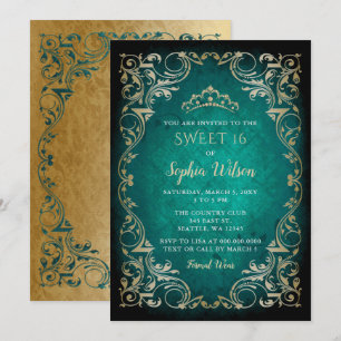 Emerald Gold Princess Tiara Sweet 16 Kaart