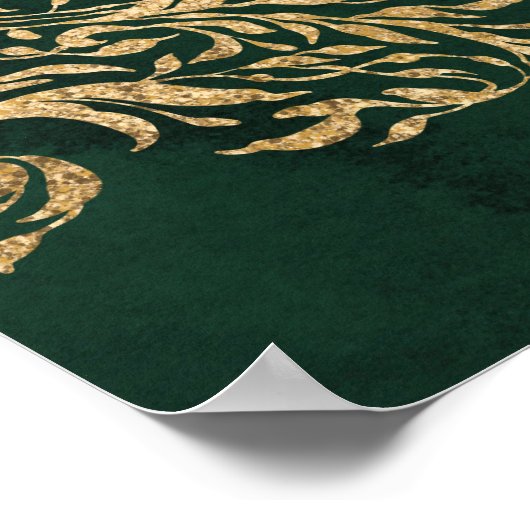 Emerald Gold Victorian Ornate Wedding Welcome Poster (Hoek)