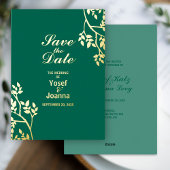 Emerald Gold Wedding Save the Date Folie Uitnodigi Folie Uitnodiging