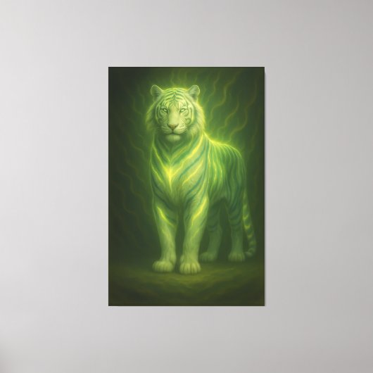 Emerald Golden Glow White Tiger – Standing Lightfo Canvas Afdruk (Voorkant)