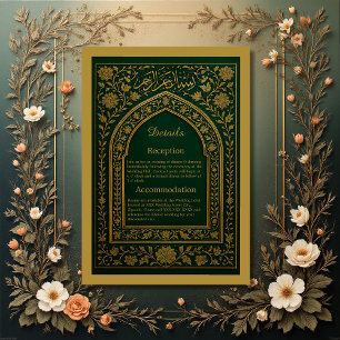 Emerald Goud Arabische boog Trouwfeest Informatiekaartje