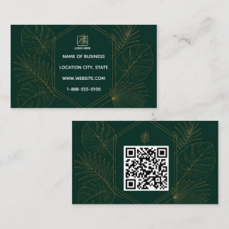 Emerald Gouden Tropische QR Code Visitekaartje