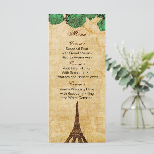 emerald gree eiffel tower Paris Menu (Staand voorkant)