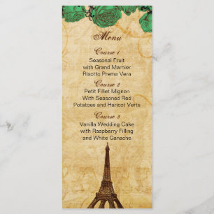 emerald gree eiffel tower Paris Menu