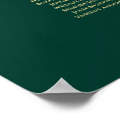 Emerald Green 22 Table Wedding Seating Chart Gold Poster (Hoek)