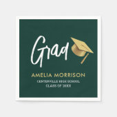 Emerald Green Afstuderen Goud Pet Afstuderen Servet (Voorkant)
