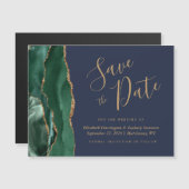 Emerald Green Agaat Navy Bruiloft Save the Date (Voorkant / Achterkant)