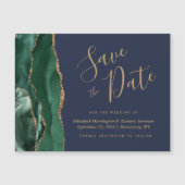 Emerald Green Agaat Navy Bruiloft Save the Date (Voorkant)