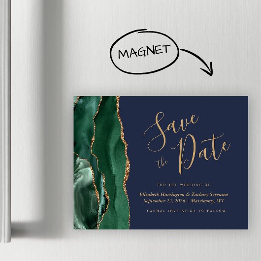 Emerald Green Agaat Navy Bruiloft Save the Date