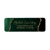 Emerald Green Agaat Script Bruiloft Retouradres Etiket (Voorkant)