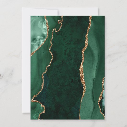 Emerald Green Agaat Script Bruiloft Sla de datum o Kaart (Achterkant)