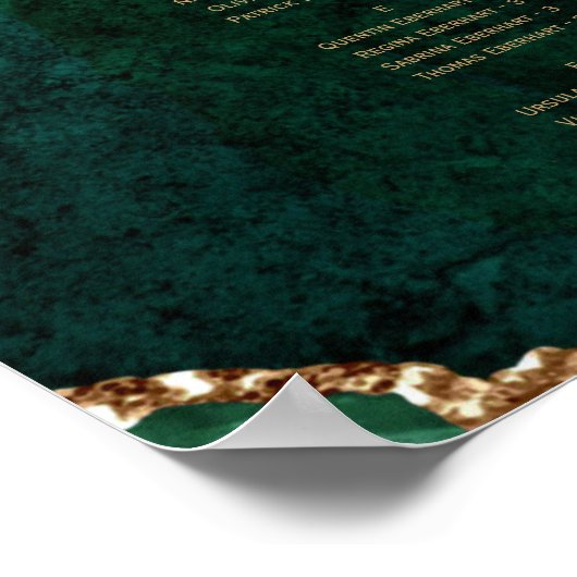 Emerald Green Agate Alfabetical Wedding Seating Se Poster (Hoek)
