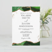 Emerald Green Agate Budget Wedding Kaart (Staand voorkant)