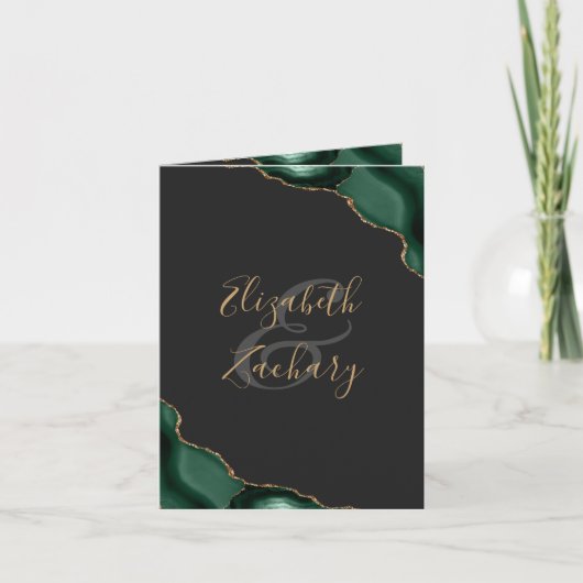 Emerald Green Agate Faire-part de mariage pliée fo (Devant)
