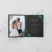 Emerald Green Agate Faire-part de mariage pliée fo (Intérieur)