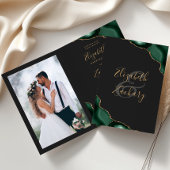 Emerald Green Agate Faire-part de mariage pliée fo