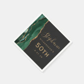 Emerald Green Agate Gold Script Dark 50th Birthday Servet (Hoek)