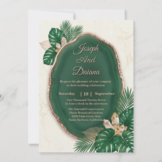 Emerald Green Agate Wedding Invitation (Devant)