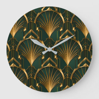 Emerald Green and Gold Luxury Art Deco Wall Clock Grote Klok