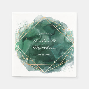 Emerald Green and Gold Waterverf Wedding Servet