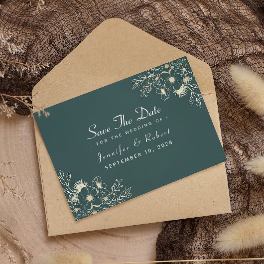 Emerald Green and Gold Wedding Save the Date