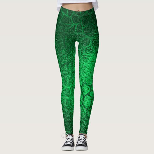 Emerald Green Animal Print Leggings (Voorkant)