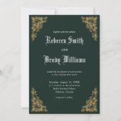 Emerald Green Antiek Lace Wedding Kaart (Voorkant)