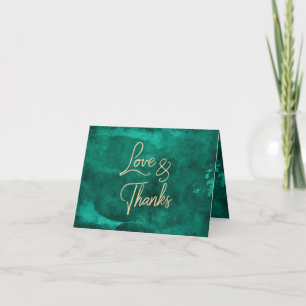 Emerald Green Aquarelle & Merci Mariage or